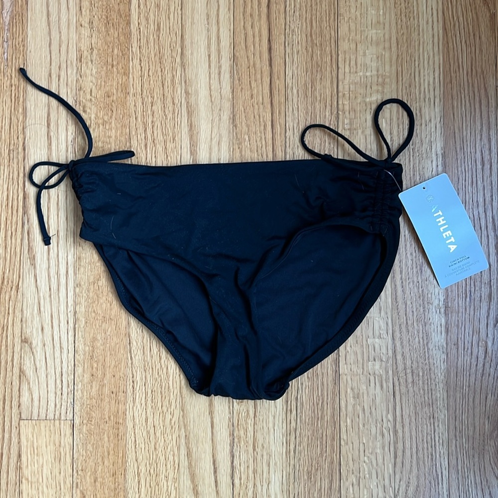 NWT Athleta cinch full bikini bottom - black